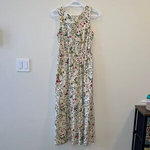 Linen Blend Japna Floral Sleeveless Maxi Dress